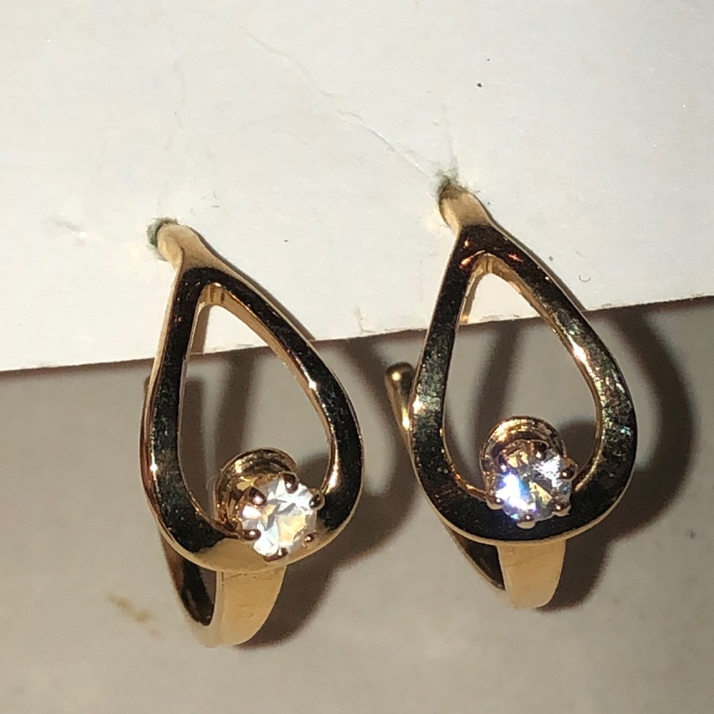 Classic Gold Tone Teardrop CZ Earrings